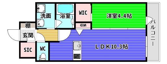 TEAL RESIDENCE BAY(1LDK/7階)の間取り写真