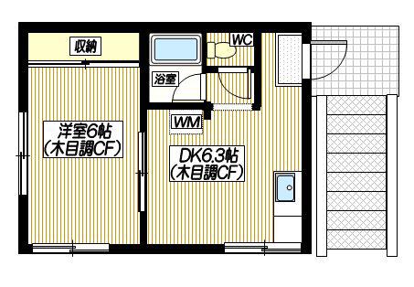 前谷ハイツ(1DK/2階)の間取り写真