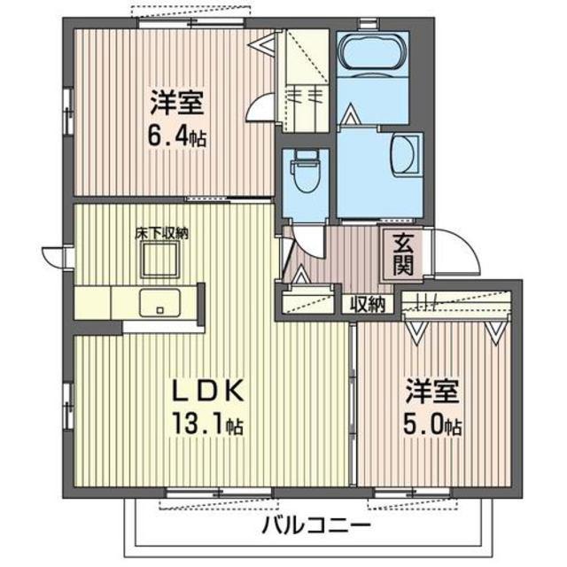 メビュースタウンIII K(2LDK/1階)の間取り写真