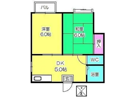 アートインシングI(2DK/2階)の間取り写真