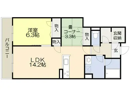 BELLE FELICIA(1LDK/2階)の間取り写真