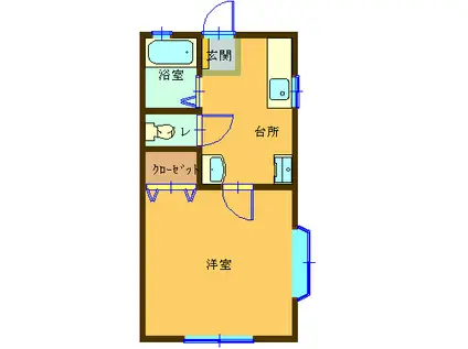 サンバードハイム(1K/1階)の間取り写真