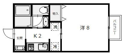 アメニティパレス浜田(1K/2階)の間取り写真