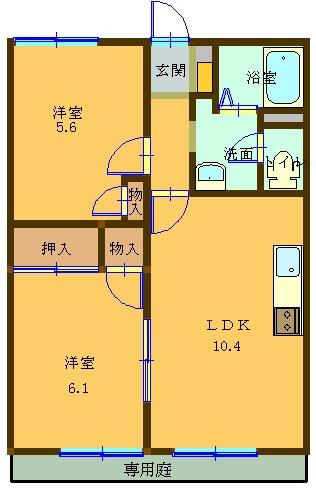 晴海コーポ第2(2LDK/2階)の間取り写真