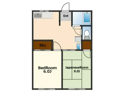 シティハイムエステート(2DK/2階)の間取り写真