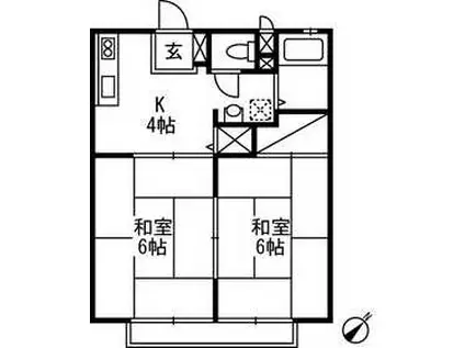 パナハイツ菊地(2K/2階)の間取り写真