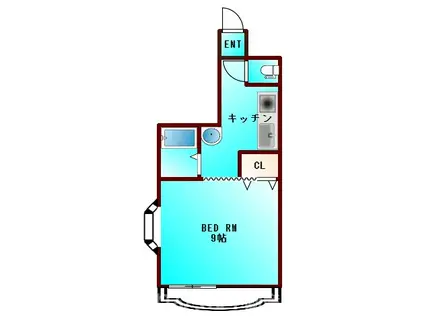 ヴィバ山城ハイツ(1K/3階)の間取り写真