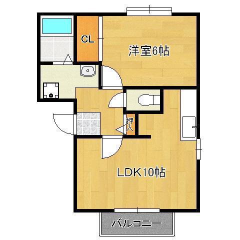 クレール祝町I(1LDK/2階)の間取り写真