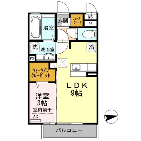 ガーデン城山(1LDK/1階)の間取り写真