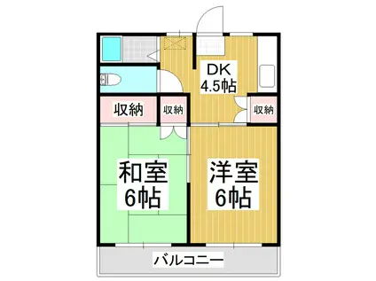 山上ハウスはぎ(2DK/2階)の間取り写真