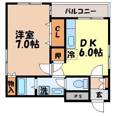ひまわり七番館(1K/4階)の間取り写真