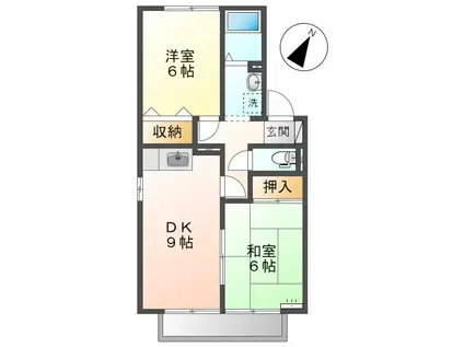 セジュール三宅 D棟(2DK/2階)の間取り写真