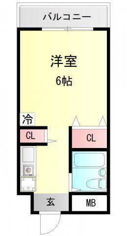 メゾンUQ(1K/1階)の間取り写真