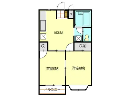 アメニティーアカハネ(2DK/2階)の間取り写真