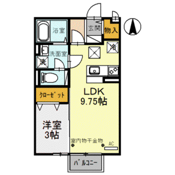 ウエストハイツ・セントラルハイツ セントラルハイツ(1LDK/1階)の間取り写真