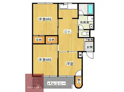 ビスタ相川(3DK/4階)の間取り写真