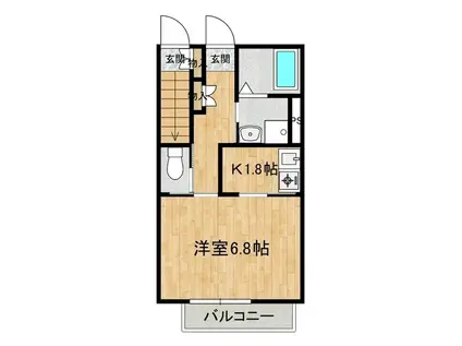 インレット荒川沖II B棟(1K/1階)の間取り写真