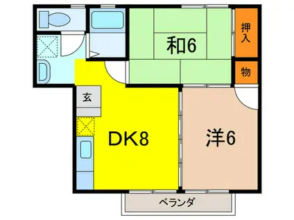 ハイツ藤澤II(2DK/2階)の間取り写真