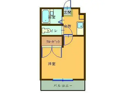 アベニューA(1K/1階)の間取り写真