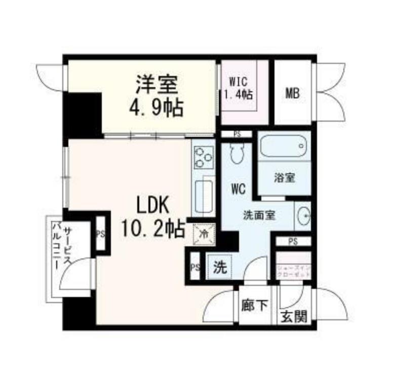 第二桃李園ビル(1LDK/4階)の間取り写真