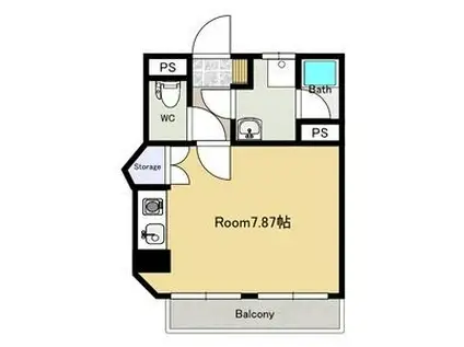 寿ハイツ2号棟(ワンルーム/3階)の間取り写真