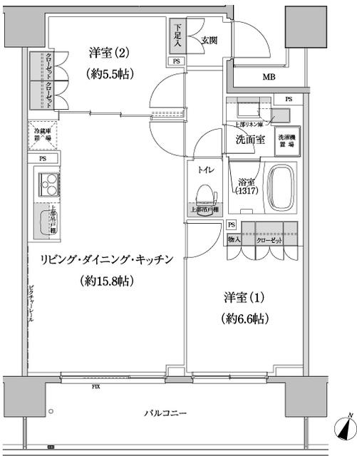 パークハビオ渋谷本町レジデンス(1LDK/3階)の間取り写真