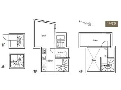 ポルトグランデ目黒かむろ坂(1SLDK/4階)の間取り写真