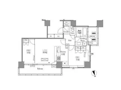 レジディアタワー目黒不動前(2LDK/23階)の間取り写真