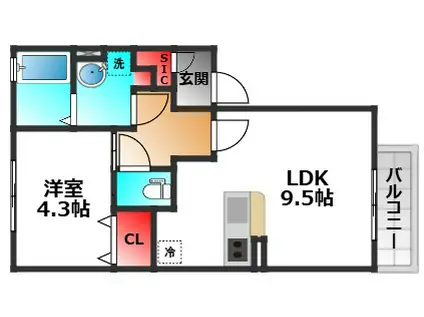 エクセレンテ(1LDK/2階)の間取り写真