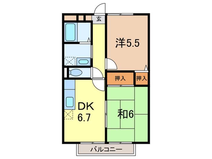 ハイム桜谷(2DK/2階)の間取り写真