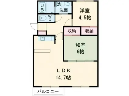 ハーベストI(2LDK/1階)の間取り写真