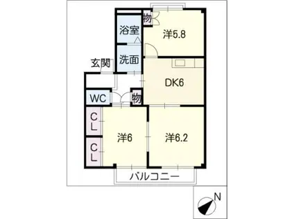 FORESTVILLAII(3DK/1階)の間取り写真