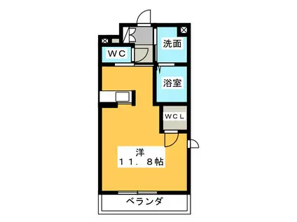 マンダリーノ(ワンルーム/1階)の間取り写真