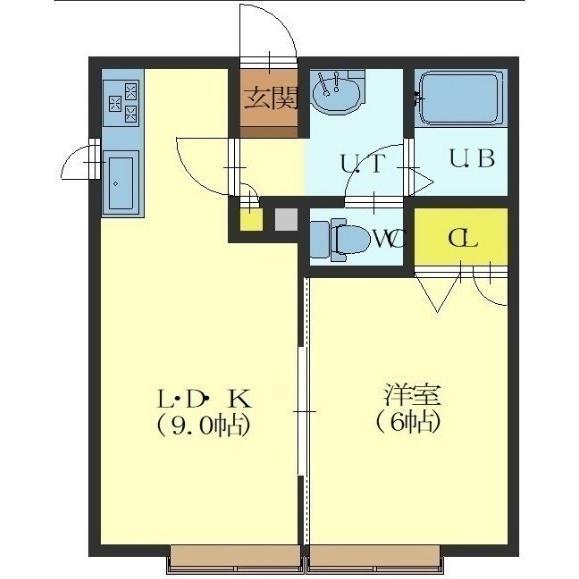 エクセレントハウスII(1LDK/1階)の間取り写真