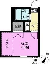 シャトル旭1(1K/1階)の間取り写真