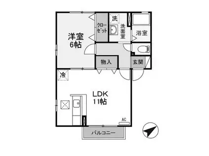 ウィルモアA(1LDK/1階)の間取り写真