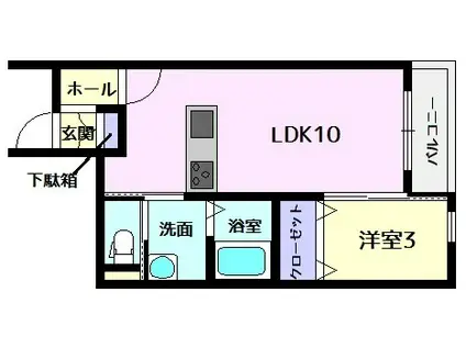 ドルチェ・ヴィータ大町G(1LDK/1階)の間取り写真