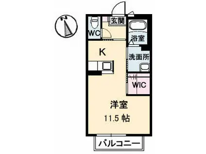 ディアス西宝町(ワンルーム/1階)の間取り写真