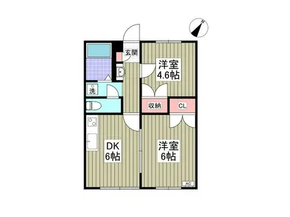 エレミタージュ(2DK/1階)の間取り写真