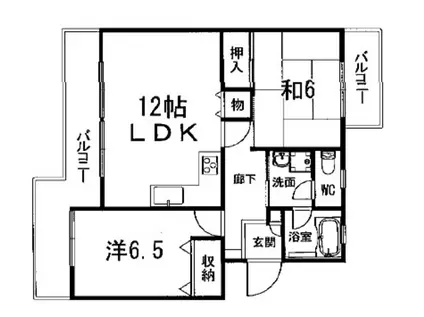 ラスディ守山(2LDK/3階)の間取り写真
