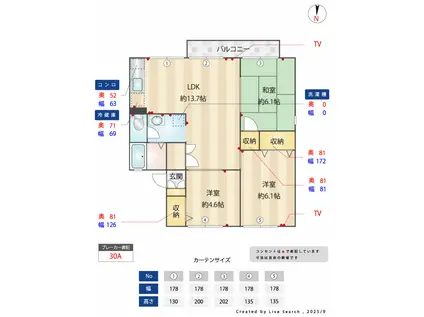 セジュール奥村A(3LDK/2階)の間取り写真