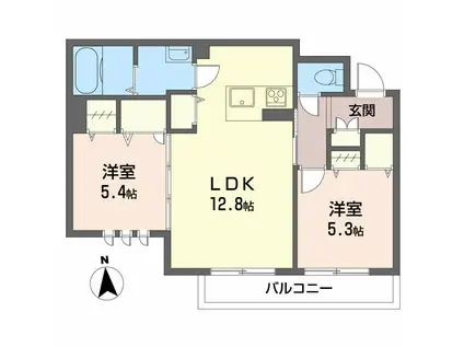 ベレオ南矢三(2LDK/2階)の間取り写真