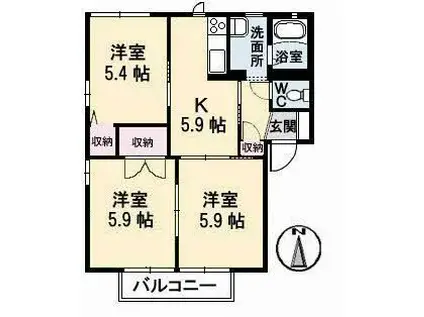 セトル竜の口A棟(3K/2階)の間取り写真