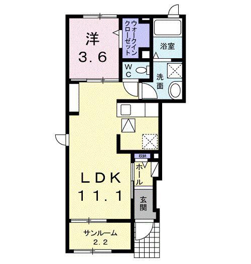 アルパーダ(1LDK/1階)の間取り写真