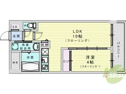 セレニテ新大阪カルム(1LDK/15階)の間取り写真