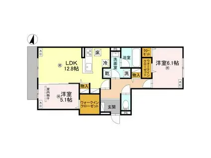 D-ROOM枚方上之町PJ(2LDK/1階)の間取り写真