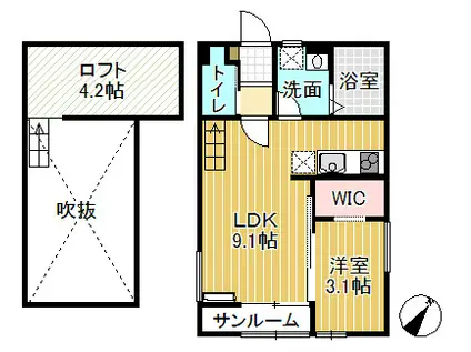 プリマヴェーラI(1LDK/2階)の間取り写真