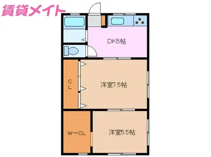 青葉コーポ(2DK/1階)の間取り写真