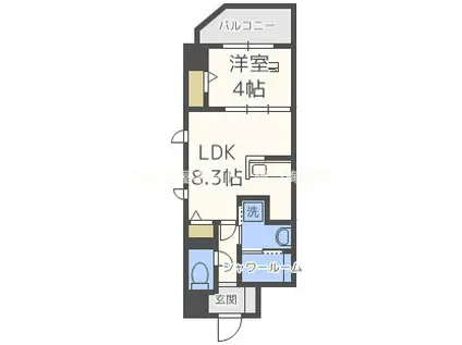 幸 COURT TSUKAMOTO(1LDK/3階)の間取り写真