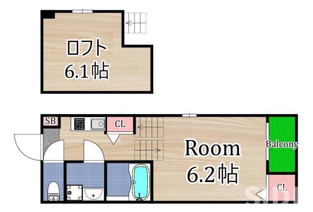 STAGE今市(1SK/1階)の間取り写真